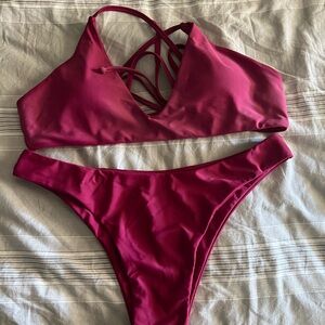 Zaful - Women's Burgundy Bikini Set